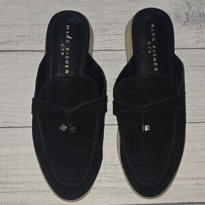 Marc Fisher Yarila Tassel Suede Mules Black Size 10
